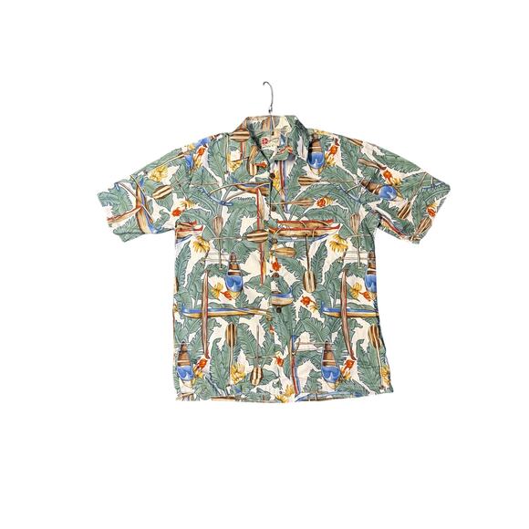 Hilo Hattie button up Hawaiian palm tropical men Shirt - M short sleeve - Picture 7 of 10